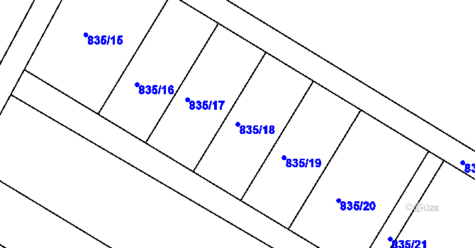 Parcela st. 835/18 v KÚ Nemilany, Katastrální mapa