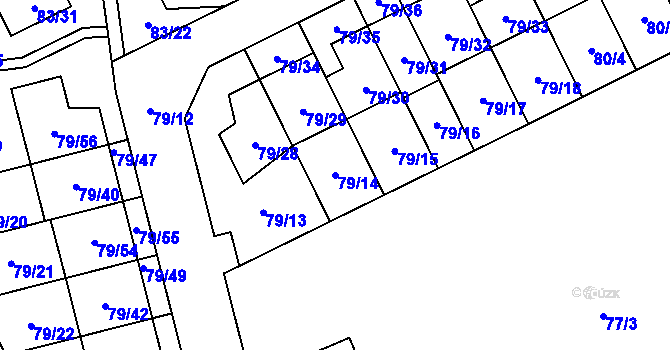 Parcela st. 79/14 v KÚ Nemilany, Katastrální mapa