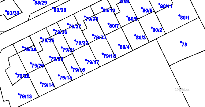 Parcela st. 79/18 v KÚ Nemilany, Katastrální mapa