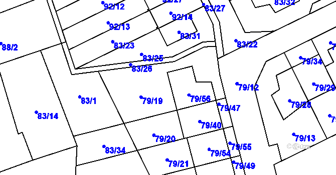 Parcela st. 79/19 v KÚ Nemilany, Katastrální mapa
