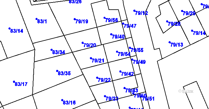 Parcela st. 79/21 v KÚ Nemilany, Katastrální mapa