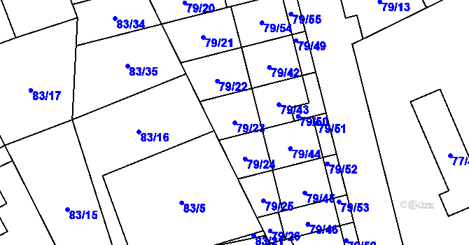 Parcela st. 79/23 v KÚ Nemilany, Katastrální mapa