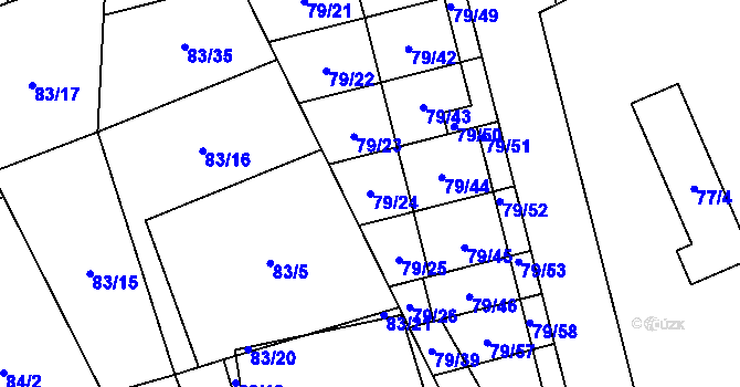 Parcela st. 79/24 v KÚ Nemilany, Katastrální mapa