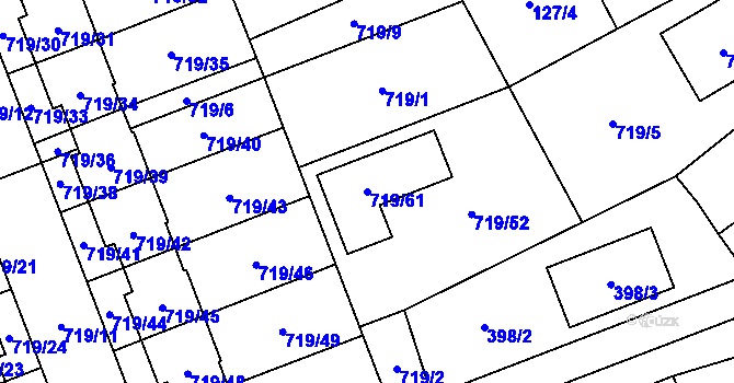 Parcela st. 719/61 v KÚ Nemilany, Katastrální mapa