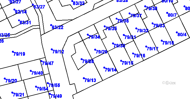 Parcela st. 79/29 v KÚ Nemilany, Katastrální mapa