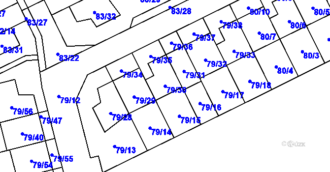 Parcela st. 79/30 v KÚ Nemilany, Katastrální mapa