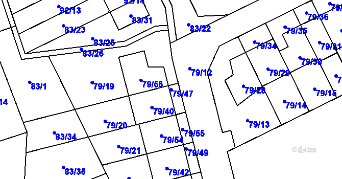 Parcela st. 79/47 v KÚ Nemilany, Katastrální mapa