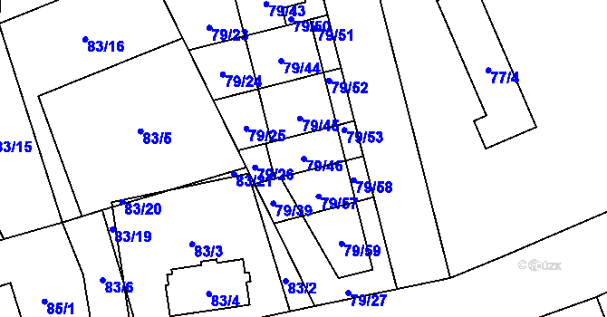Parcela st. 79/46 v KÚ Nemilany, Katastrální mapa