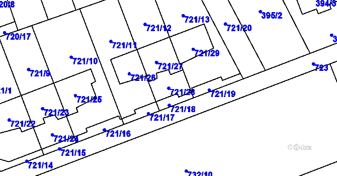 Parcela st. 721/28 v KÚ Nemilany, Katastrální mapa