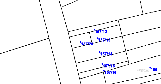 Parcela st. 157/20 v KÚ Nemilany, Katastrální mapa