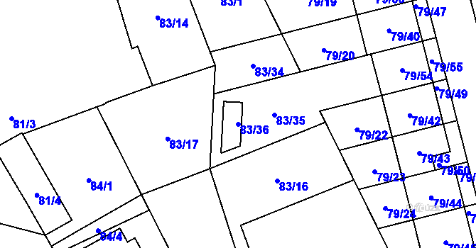 Parcela st. 83/36 v KÚ Nemilany, Katastrální mapa