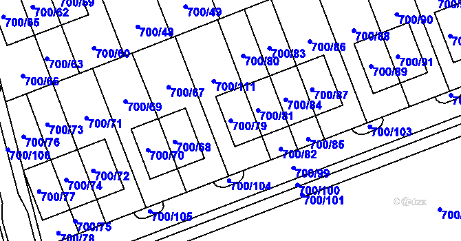 Parcela st. 700/79 v KÚ Nemilany, Katastrální mapa