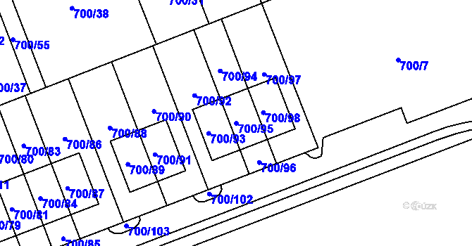 Parcela st. 700/95 v KÚ Nemilany, Katastrální mapa