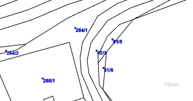 Parcela st. 62/3 v KÚ Lupěné, Katastrální mapa