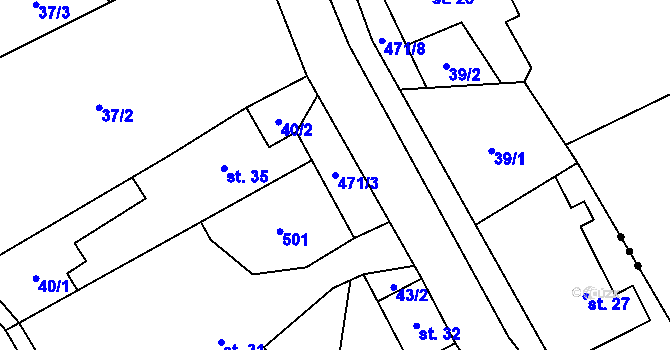 Parcela st. 471/3 v KÚ Lupěné, Katastrální mapa