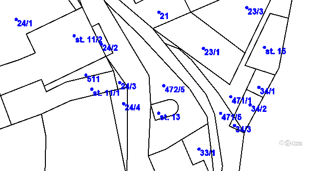 Parcela st. 472/5 v KÚ Lupěné, Katastrální mapa