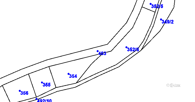 Parcela st. 483 v KÚ Lupěné, Katastrální mapa