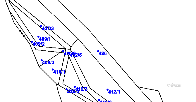 Parcela st. 486 v KÚ Lupěné, Katastrální mapa