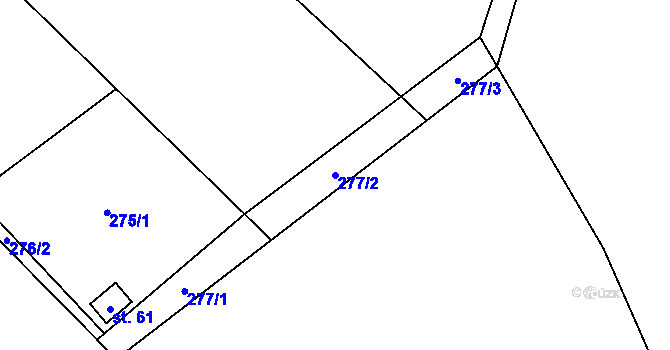 Parcela st. 277/2 v KÚ Lupěné, Katastrální mapa