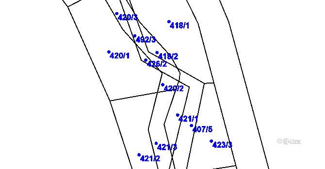 Parcela st. 420/2 v KÚ Lupěné, Katastrální mapa