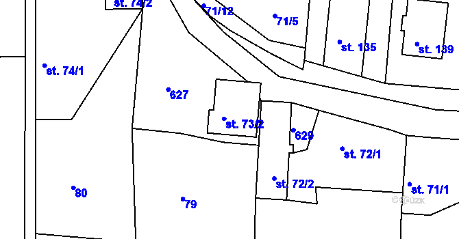 Parcela st. 73/2 v KÚ Filipov u Zábřeha, Katastrální mapa