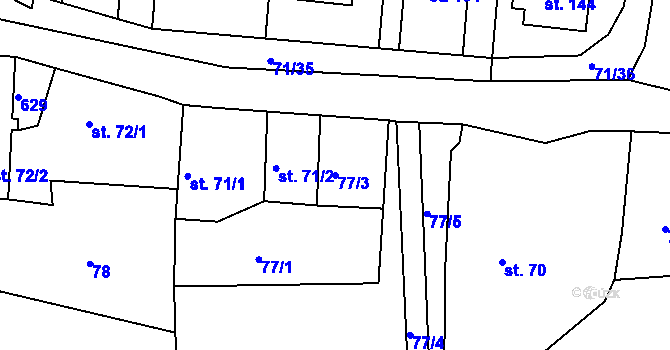 Parcela st. 77/3 v KÚ Filipov u Zábřeha, Katastrální mapa