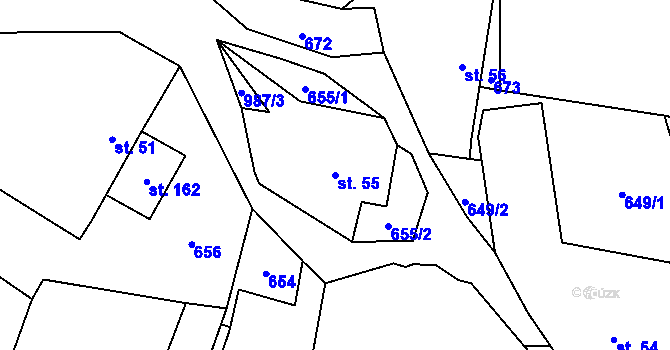Parcela st. 55 v KÚ Nemilkov, Katastrální mapa