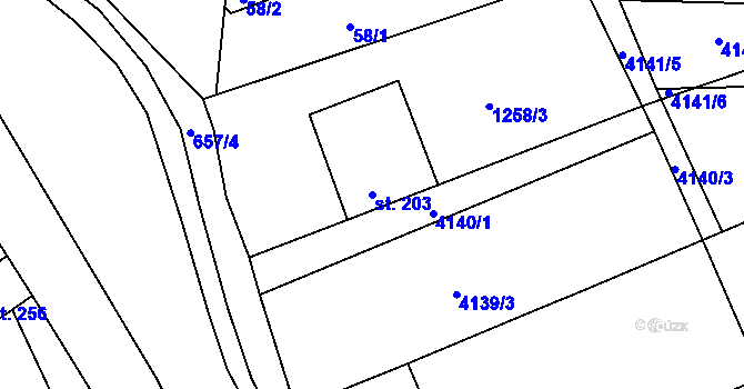 Parcela st. 203 v KÚ Nemochovice, Katastrální mapa
