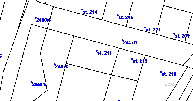Parcela st. 211 v KÚ Nemochovice, Katastrální mapa