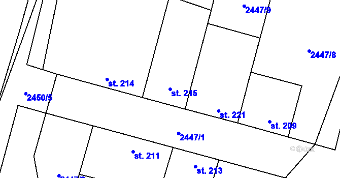 Parcela st. 215 v KÚ Nemochovice, Katastrální mapa