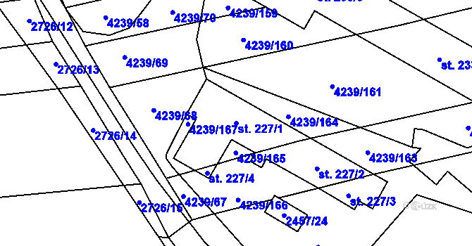 Parcela st. 227/1 v KÚ Nemochovice, Katastrální mapa