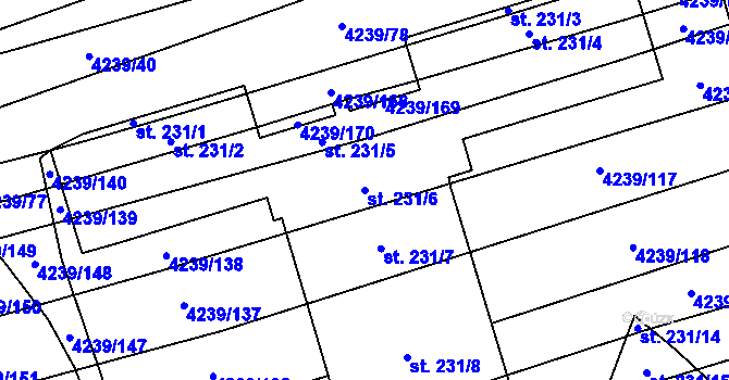 Parcela st. 231/6 v KÚ Nemochovice, Katastrální mapa