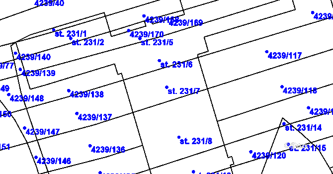 Parcela st. 231/7 v KÚ Nemochovice, Katastrální mapa