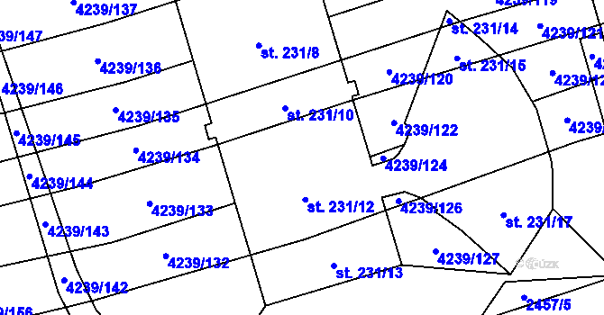 Parcela st. 231/11 v KÚ Nemochovice, Katastrální mapa