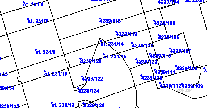 Parcela st. 231/15 v KÚ Nemochovice, Katastrální mapa