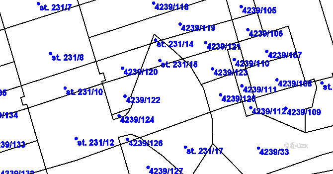Parcela st. 231/16 v KÚ Nemochovice, Katastrální mapa