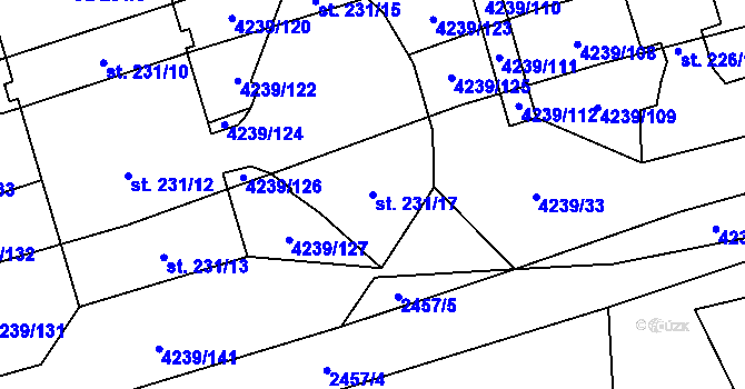 Parcela st. 231/17 v KÚ Nemochovice, Katastrální mapa