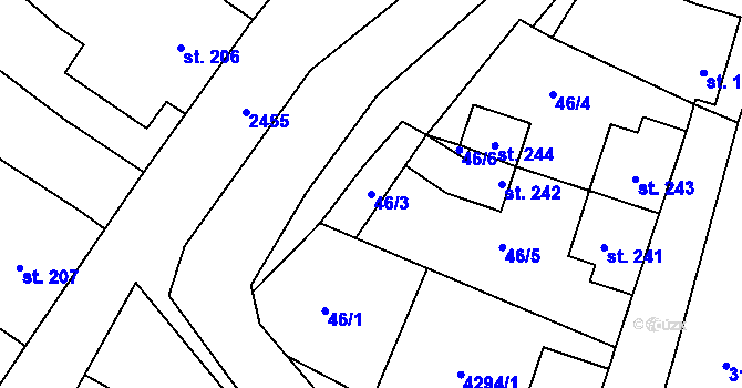 Parcela st. 46/3 v KÚ Nemochovice, Katastrální mapa
