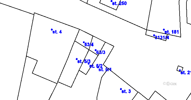 Parcela st. 63/3 v KÚ Nemochovice, Katastrální mapa