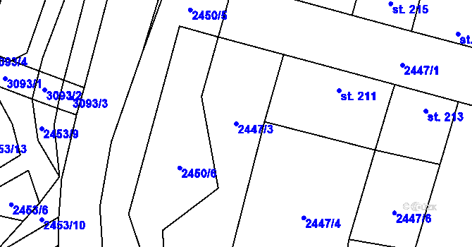 Parcela st. 2447/3 v KÚ Nemochovice, Katastrální mapa