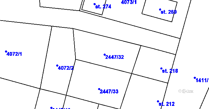 Parcela st. 2447/32 v KÚ Nemochovice, Katastrální mapa