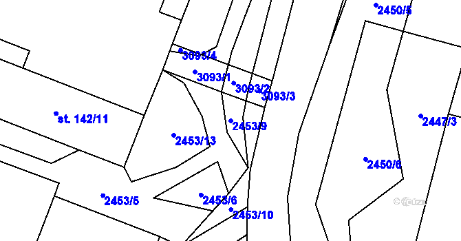 Parcela st. 2453/9 v KÚ Nemochovice, Katastrální mapa
