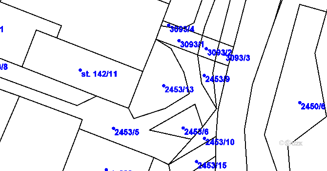 Parcela st. 2453/13 v KÚ Nemochovice, Katastrální mapa