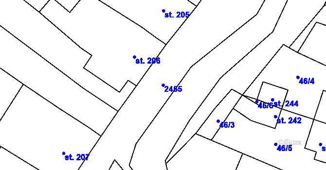 Parcela st. 2455 v KÚ Nemochovice, Katastrální mapa