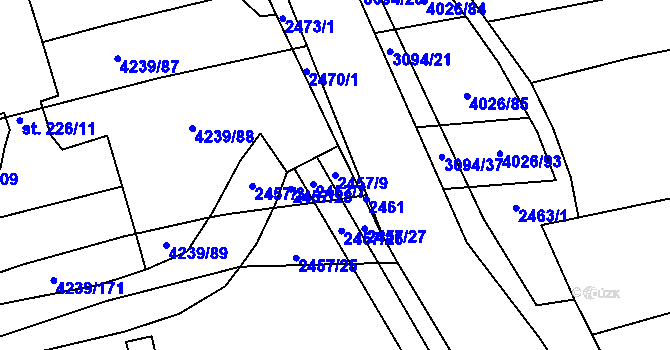 Parcela st. 2457/9 v KÚ Nemochovice, Katastrální mapa