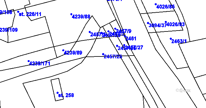 Parcela st. 2457/25 v KÚ Nemochovice, Katastrální mapa