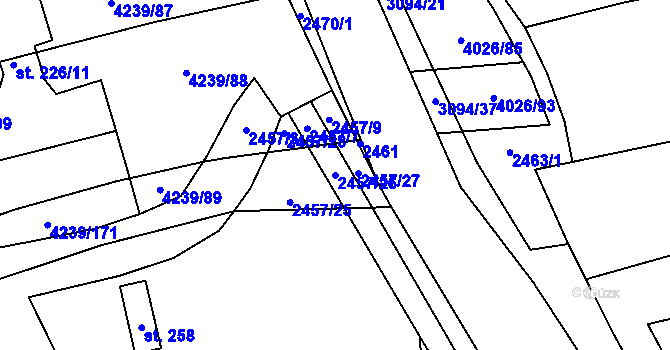 Parcela st. 2457/26 v KÚ Nemochovice, Katastrální mapa