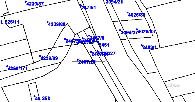 Parcela st. 2457/27 v KÚ Nemochovice, Katastrální mapa