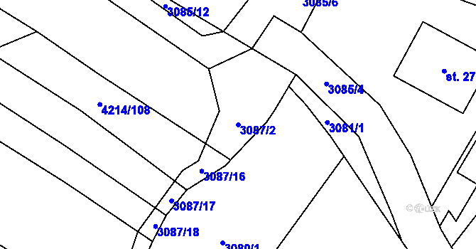 Parcela st. 3087/2 v KÚ Nemochovice, Katastrální mapa