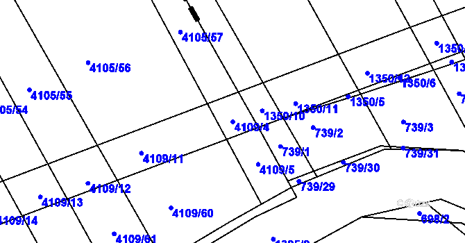 Parcela st. 4109/4 v KÚ Nemochovice, Katastrální mapa